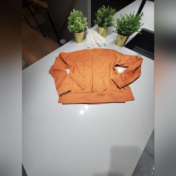 ADIDAS Très beau hoodie crewneck oversize à logo orange et doré - Picture 5 of 7